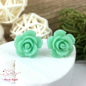 14 mm menta rózsa bedugós fülbevaló � nemesacél alapú romantikus virág ékszer, ajándék nőknek, Ékszer, Fülbevaló, Pötty fülbevaló, Ékszerkészítés, Gyöngyfűzés, gyöngyhímzés, MESKA