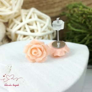 Körte rózsás bedugós fülbevaló � 10 mm, nemesacél alapú elegáns virág ékszer - ékszer - fülbevaló - pötty fülbevaló - Meska.hu