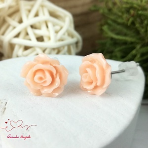 Körte rózsás bedugós fülbevaló � 10 mm, nemesacél alapú elegáns virág ékszer - ékszer - fülbevaló - pötty fülbevaló - Meska.hu
