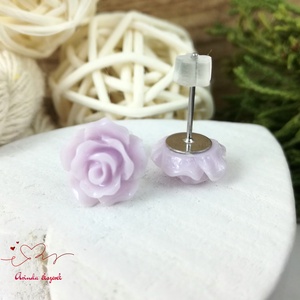 Levendula rózsás bedugós fülbevaló � 10 mm, nemesacél alapú elegáns virág ékszer - ékszer - fülbevaló - pötty fülbevaló - Meska.hu