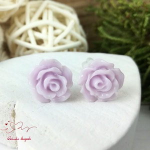 Levendula rózsás bedugós fülbevaló � 10 mm, nemesacél alapú elegáns virág ékszer, Ékszer, Fülbevaló, Pötty fülbevaló, Ékszerkészítés, Gyöngyfűzés, gyöngyhímzés, MESKA