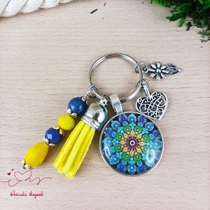 Kék mandala kulcstartó sötétkék bojttal � harmonikus ajándék nőknek - Meska.hu