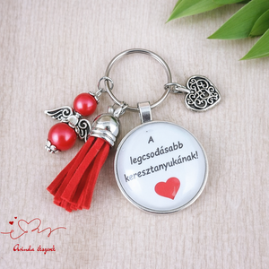 A legcsodásabb keresztanyukának idézetes kulcstartó � ajándék keresztanyának, Táska & Tok, Kulcstartó & Táskadísz, Kulcstartó, Ékszerkészítés, Gyöngyfűzés, gyöngyhímzés, MESKA