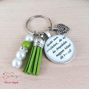 Idézetes kulcstartó anyának kék üveglencsével � Senki sem tökéletes ajándék - táska & tok - kulcstartó & táskadísz - kulcstartó - Meska.hu