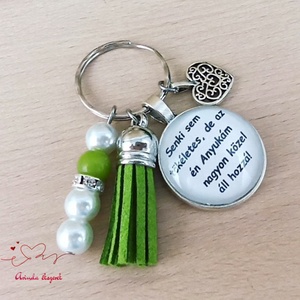 Idézetes kulcstartó anyának kék üveglencsével � Senki sem tökéletes ajándék - táska & tok - kulcstartó & táskadísz - kulcstartó - Meska.hu