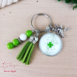 Szerencsehozó lóherés kulcstartó � ajándék utazáshoz, vizsgára, ballagásra, Táska & Tok, Kulcstartó & Táskadísz, Kulcstartó, Ékszerkészítés, Gyöngyfűzés, gyöngyhímzés, MESKA