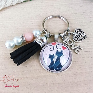 Szerelmes cicák kulcstartó � romantikus ajándék Valentin-napra - táska & tok - kulcstartó & táskadísz - kulcstartó - Meska.hu