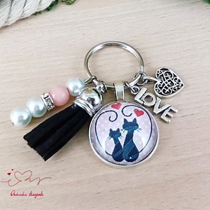 Szerelmes cicák kulcstartó � romantikus ajándék Valentin-napra - táska & tok - kulcstartó & táskadísz - kulcstartó - Meska.hu