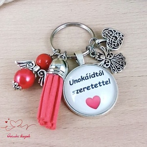Unokáidtól szeretettel idézetes üveglencsés kulcstartó � ajándék nagymamának - táska & tok - kulcstartó & táskadísz - kulcstartó - Meska.hu
