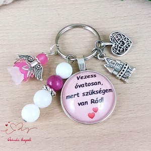 Vezess óvatosan, mert szükségem van Rád! autós kulcstartó � ajándék sofőröknek, Táska & Tok, Kulcstartó & Táskadísz, Kulcstartó, Ékszerkészítés, Gyöngyfűzés, gyöngyhímzés, MESKA