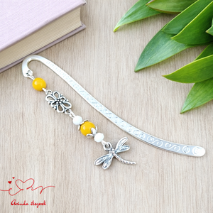 Szitakötő charm könyvjelző óvónéninek évzáróra � sárga gyöngyökkel, Könyv & Zene, Könyvjelző, Ékszerkészítés, Gyöngyfűzés, gyöngyhímzés, MESKA