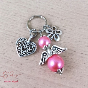 Pink angyalkás kulcstartó - pedagógusnapi ajándék tanárnak, óvónéninek, dadusnak - táska & tok - kulcstartó & táskadísz - kulcstartó - Meska.hu