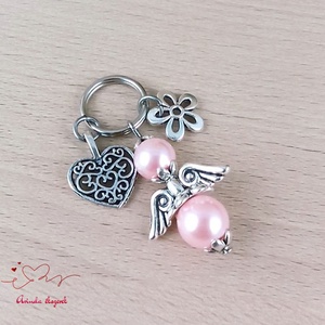 Rózsaszín angyalkás kulcstartó - pedagógusnapi ajándék tanárnak, óvónéninek, dadusnak - táska & tok - kulcstartó & táskadísz - kulcstartó - Meska.hu