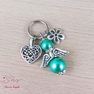 Tengerzöld angyalkás kulcstartó - évzáró ajándék tanárnak, óvónéninek, dadusnak - táska & tok - kulcstartó & táskadísz - kulcstartó - Meska.hu