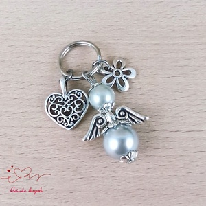 Ezüstszürke angyalkás kulcstartó - évzáró ajándék tanárnak, óvónéninek, dadusnak - táska & tok - kulcstartó & táskadísz - kulcstartó - Meska.hu