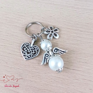 Fehér angyalkás kulcstartó - tanár búcsúajándék, pedagógus ajándék évzáróra - táska & tok - kulcstartó & táskadísz - kulcstartó - Meska.hu