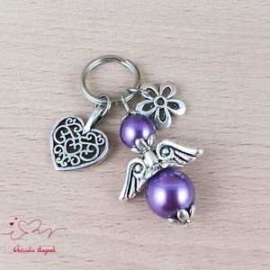 Lila angyalkás kulcstartó - tanár búcsúajándék, pedagógus ajándék évzáróra - táska & tok - kulcstartó & táskadísz - kulcstartó - Meska.hu