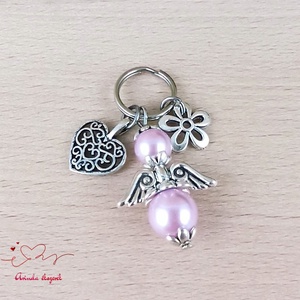 Flamingó angyalkás kulcstartó - tanár búcsúajándék, pedagógus ajándék évzáróra - táska & tok - kulcstartó & táskadísz - kulcstartó - Meska.hu