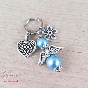 Égszínkék angyalkás kulcstartó � anyák napi ajándék anyának, mamának, keresztanyának - táska & tok - kulcstartó & táskadísz - kulcstartó - Meska.hu