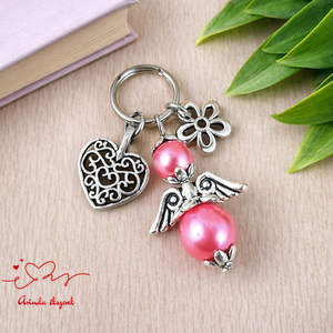 Pink angyalkás kulcstartó � anyák napi ajándék anyának, mamának, keresztanyának, Táska & Tok, Kulcstartó & Táskadísz, Kulcstartó, Ékszerkészítés, Gyöngyfűzés, gyöngyhímzés, MESKA