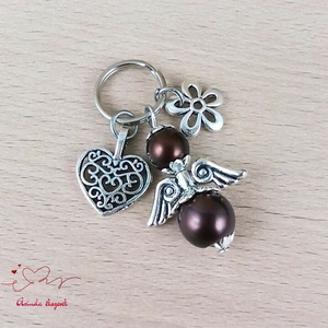 Barna angyalkás kulcstartó � anyák napi ajándék anyának, mamának, keresztanyának - táska & tok - kulcstartó & táskadísz - kulcstartó - Meska.hu