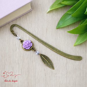 Rózsaszín rózsás könyvjelző - Anyák napi apró figyelmesség #52, Könyv & Zene, Könyvjelző, Ékszerkészítés, Gyöngyfűzés, gyöngyhímzés, MESKA