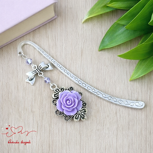 Rózsaszín rózsás könyvjelző - Anyák napi apró figyelmesség #54, Könyv & Zene, Könyvjelző, Ékszerkészítés, Gyöngyfűzés, gyöngyhímzés, MESKA