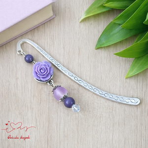 Rózsaszín rózsás könyvjelző - Anyák napi apró figyelmesség #57, Könyv & Zene, Könyvjelző, Ékszerkészítés, Gyöngyfűzés, gyöngyhímzés, MESKA