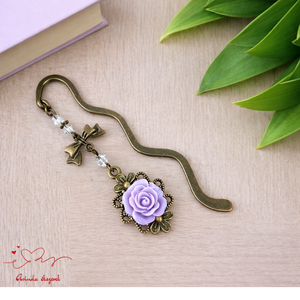 Rózsaszín rózsás könyvjelző - Anyák napi apró figyelmesség #58, Könyv & Zene, Könyvjelző, Ékszerkészítés, Gyöngyfűzés, gyöngyhímzés, MESKA