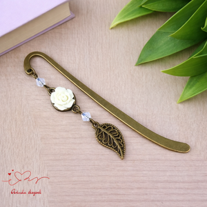 Rózsaszín rózsás könyvjelző - Anyák napi apró figyelmesség #32, Könyv & Zene, Könyvjelző, Ékszerkészítés, Gyöngyfűzés, gyöngyhímzés, MESKA