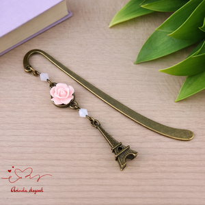 Rózsaszín rózsás könyvjelző - Anyák napi apró figyelmesség #22, Könyv & Zene, Könyvjelző, Ékszerkészítés, Gyöngyfűzés, gyöngyhímzés, MESKA