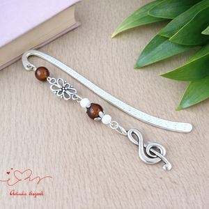 Violinkulcs könyvjelző � barna gyöngyökkel, évzáró ajándék pedagógusnak, Könyv & Zene, Könyvjelző, Ékszerkészítés, Gyöngyfűzés, gyöngyhímzés, MESKA