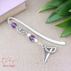 Vonalzó könyvjelző � lila gyöngyökkel, kézzel készült tanári ajándék, Könyv & Zene, Könyvjelző, Ékszerkészítés, Gyöngyfűzés, gyöngyhímzés, MESKA