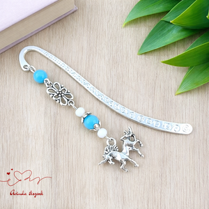 Unikornis könyvjelző � kék gyöngyökkel, varázslatos szülinapi ajándék gyerekeknek, Könyv & Zene, Könyvjelző, Ékszerkészítés, Gyöngyfűzés, gyöngyhímzés, MESKA