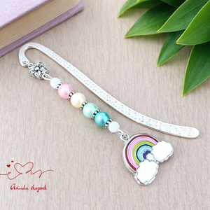 Szivárványos könyvjelző felhőkkel � vidám, színes ajándék, Könyv & Zene, Könyvjelző, Ékszerkészítés, Gyöngyfűzés, gyöngyhímzés, MESKA