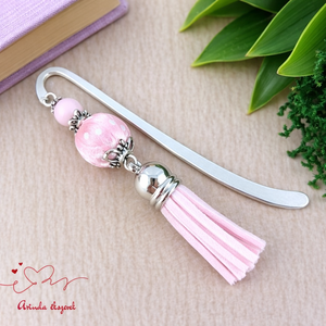 Rózsaszín vidám pöttyös bojtos könyvjelző � kedves ajándék pedagógusnak , Könyv & Zene, Könyvjelző, Ékszerkészítés, Gyöngyfűzés, gyöngyhímzés, MESKA