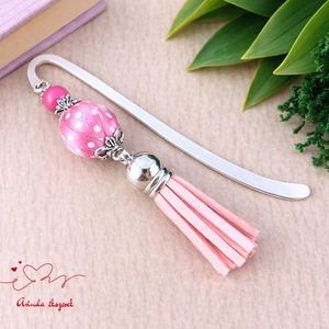 Pink vidám pöttyös bojtos könyvjelző � kedves ajándék pedagógusnak , Könyv & Zene, Könyvjelző, Ékszerkészítés, Gyöngyfűzés, gyöngyhímzés, MESKA