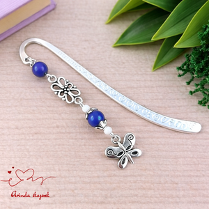 Sötétkék pillangós könyvjelző pedagógusnak � évzáró ajándék, Könyv & Zene, Könyvjelző, Ékszerkészítés, Gyöngyfűzés, gyöngyhímzés, MESKA