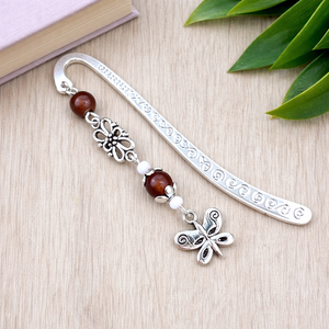 Barna pillangós könyvjelző pedagógusnak � évzáró ajándék, Könyv & Zene, Könyvjelző, Ékszerkészítés, Gyöngyfűzés, gyöngyhímzés, MESKA