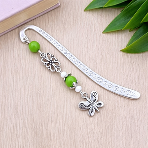 Zöld pillangós könyvjelző pedagógusnak � évzáró ajándék, Könyv & Zene, Könyvjelző, Ékszerkészítés, Gyöngyfűzés, gyöngyhímzés, MESKA