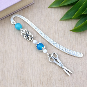 Világoskék ollós könyvjelző � kreatív ajándék kézimunkázóknak és alkotóknak, Könyv & Zene, Könyvjelző, Ékszerkészítés, Gyöngyfűzés, gyöngyhímzés, MESKA