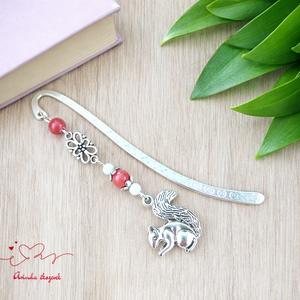 Mókuskás könyvjelző � kézzel készült, erdei hangulatú ajándék, Könyv & Zene, Könyvjelző, Ékszerkészítés, Gyöngyfűzés, gyöngyhímzés, MESKA