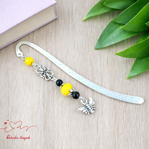 Méhecskés könyvjelző � vidám, kézzel készült ajándék könyvrajongóknak, Könyv & Zene, Könyvjelző, Ékszerkészítés, Gyöngyfűzés, gyöngyhímzés, MESKA