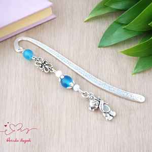 Világoskék maci könyvjelző � óvónőnek és dadusnak pedagógusnapra, Könyv & Zene, Könyvjelző, Ékszerkészítés, Gyöngyfűzés, gyöngyhímzés, MESKA