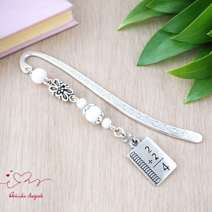 Fehér matekképletes könyvjelző � matematika tanárnak pedagógusnapra, Könyv & Zene, Könyvjelző, Ékszerkészítés, Gyöngyfűzés, gyöngyhímzés, MESKA