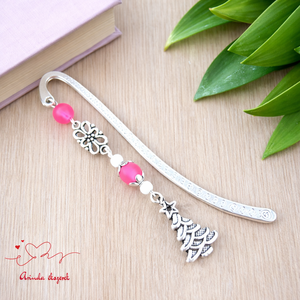 Pink karácsonyfa könyvjelző � ünnepi, kézműves ajándék olvasóknak, Könyv & Zene, Könyvjelző, Ékszerkészítés, Gyöngyfűzés, gyöngyhímzés, MESKA