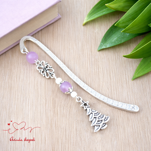 Lila karácsonyfa könyvjelző � ünnepi, kézműves ajándék olvasóknak, Könyv & Zene, Könyvjelző, Ékszerkészítés, Gyöngyfűzés, gyöngyhímzés, MESKA