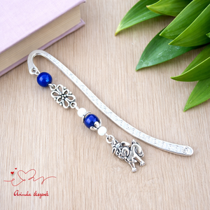 Sötétkék kutyás könyvjelző � egyedi, kézműves ajándék kutyabarátoknak, Könyv & Zene, Könyvjelző, Ékszerkészítés, Gyöngyfűzés, gyöngyhímzés, MESKA