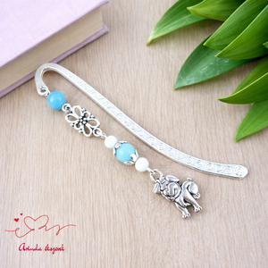 Világoskék kutyás könyvjelző � egyedi, kézműves ajándék kutyabarátoknak, Könyv & Zene, Könyvjelző, Ékszerkészítés, Gyöngyfűzés, gyöngyhímzés, MESKA