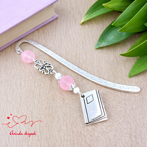 Rózsaszín könyv charmos könyvjelző � pedagógusnapi és évzáró ajándék, Könyv & Zene, Könyvjelző, Ékszerkészítés, Gyöngyfűzés, gyöngyhímzés, MESKA